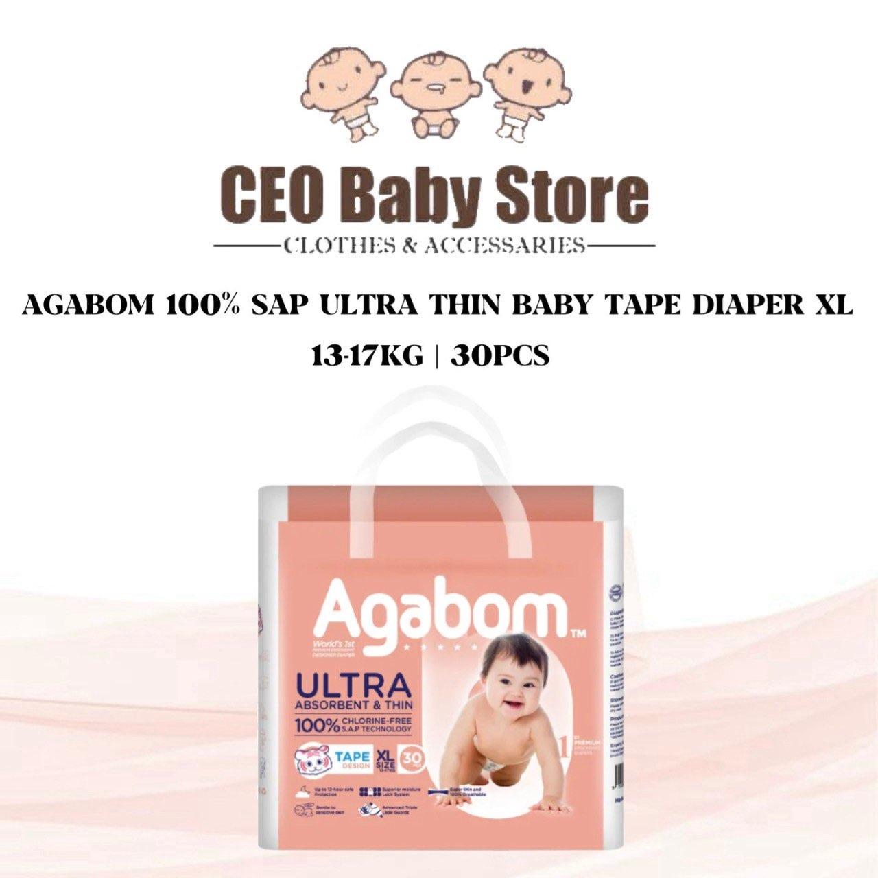 Agabom 100% SAP Ultra Thin Baby Tape Diapers (Tape XL)