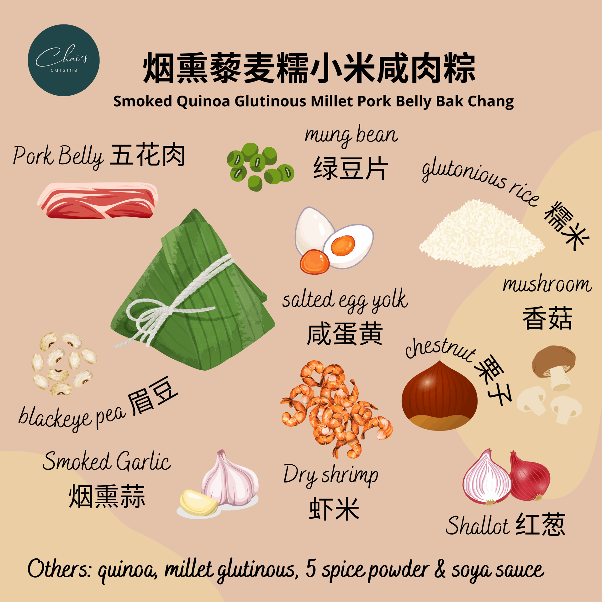 烟熏藜麦糯米肉粽 Smoked Quinoa Glutinous Millet Rice Bak Chang