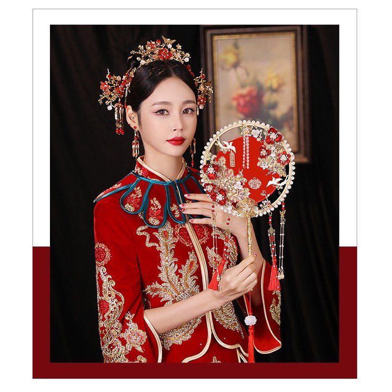 结婚必备嫁妆结婚扇子新娘禾服扇子结婚团扇结婚必备