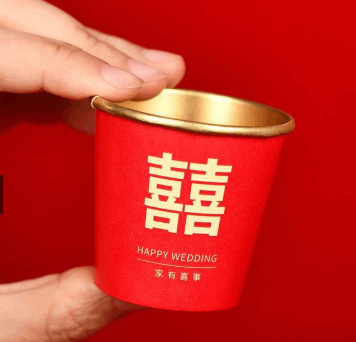 结婚敬茶必备纸杯金色纸杯金色小纸杯结婚用品必备