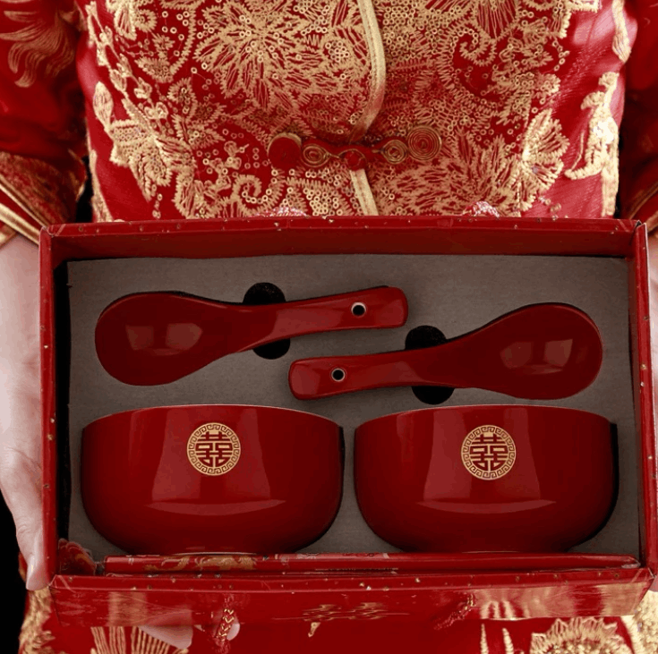 新娘嫁妆衣食碗结婚必备结婚安床用品结婚新娘嫁妆结婚喜碗