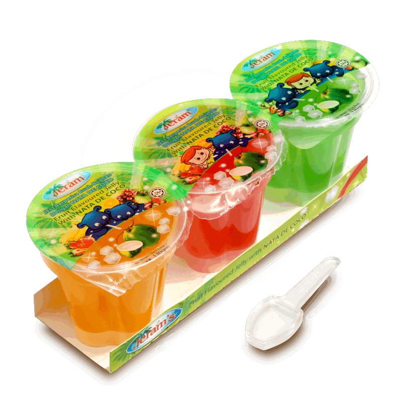 Jeram’s Fruit Flavoured Jelly w Nata De Coco 130G x 3Cups