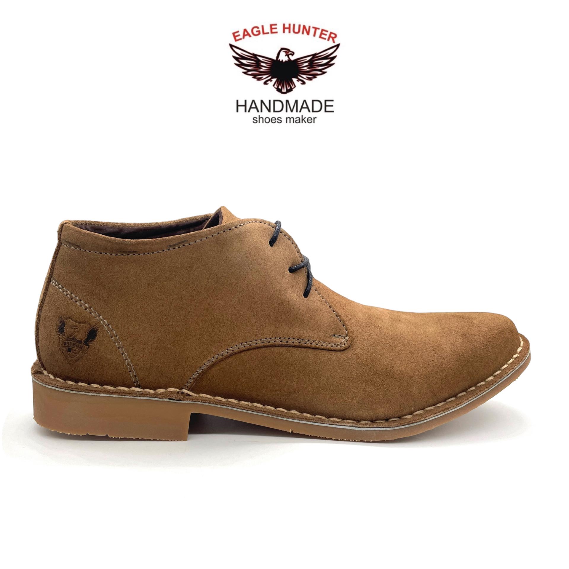 Eagle Hunter Original Men’s Boots Mid Cut Suede Leather Lace Up Black / Light Brown 90301