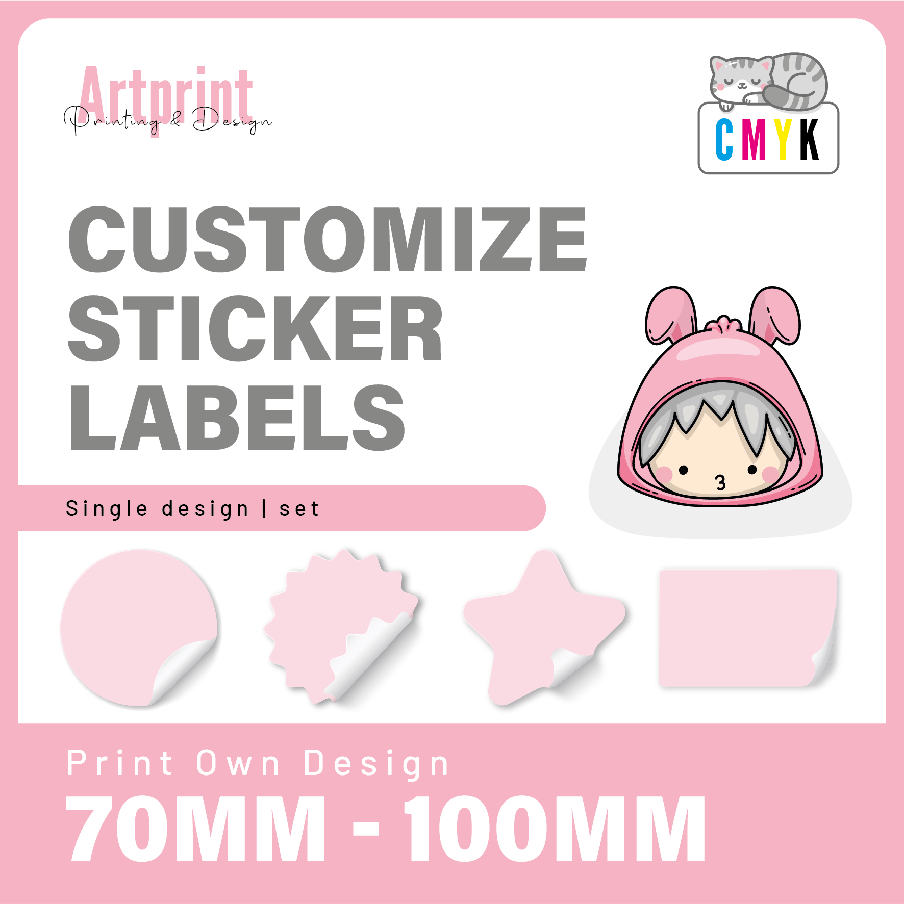 <Print Own Design> Custom Sticker Label 70mm - 100mm
