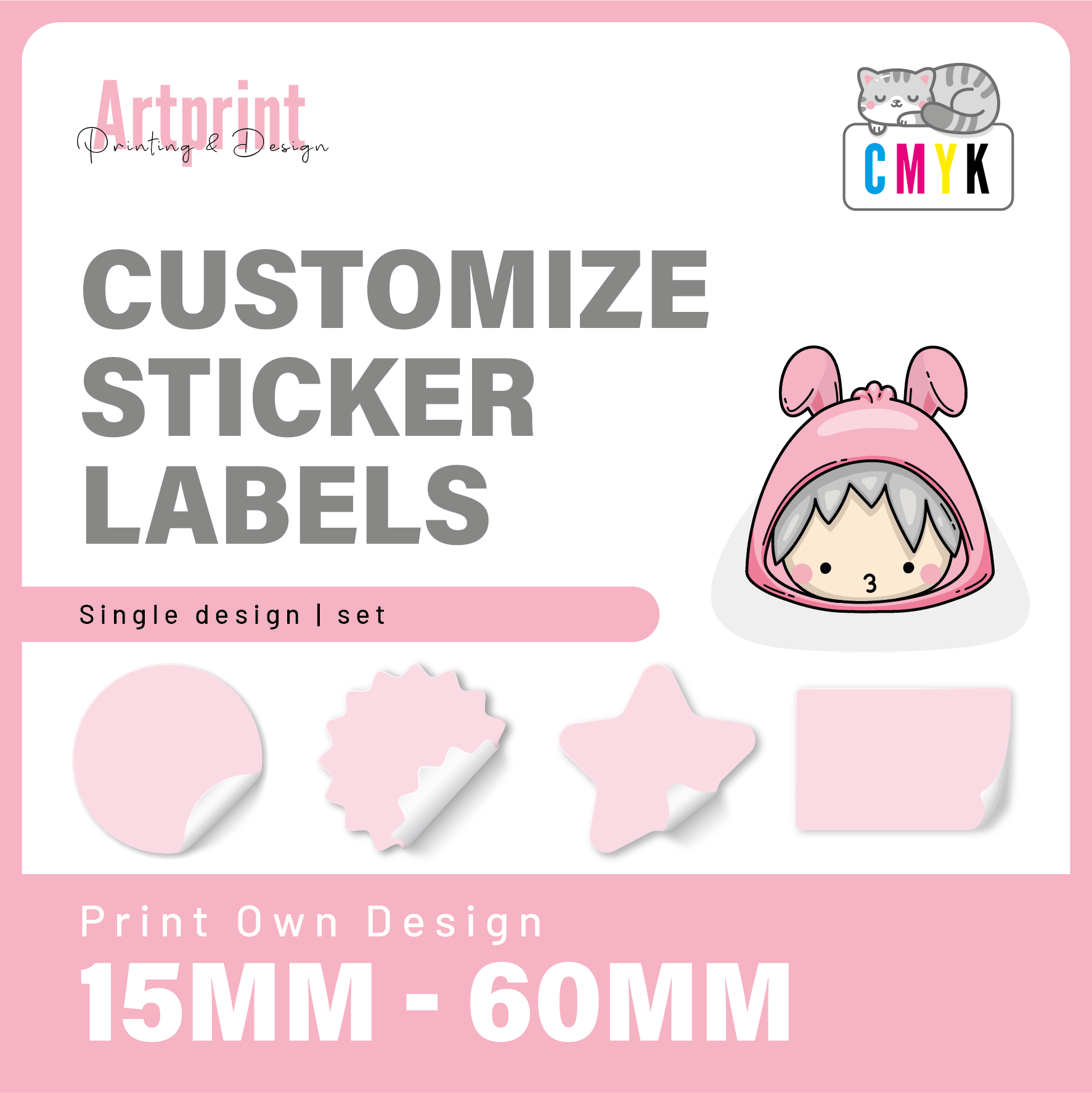 <Print Own Design> Custom Sticker Label 15mm - 60mm
