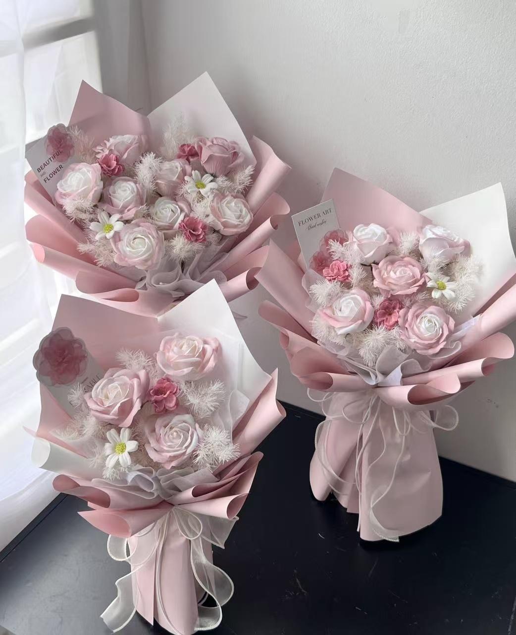 粉色系香皂花束