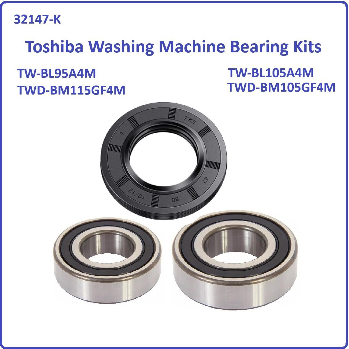 Toshiba TW-BL95A4M / TW-BL105A4M / TWD-BM105GF4M / TWD-BM115GF4M Drum Shaft Original for washing machine use Bearing Kit