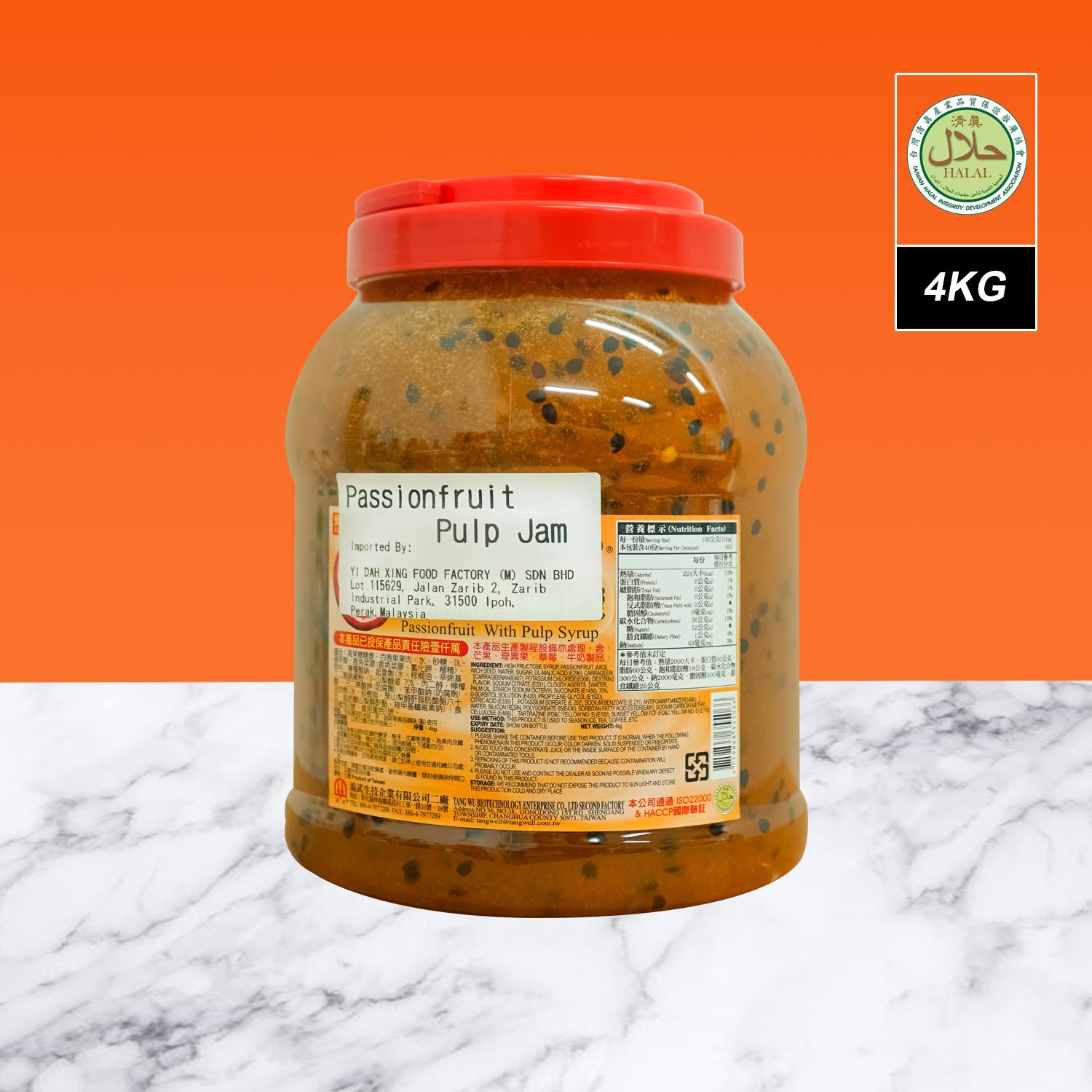 TW PASSION FRUIT PULP JAM 4KG 湯武百香果加子醬