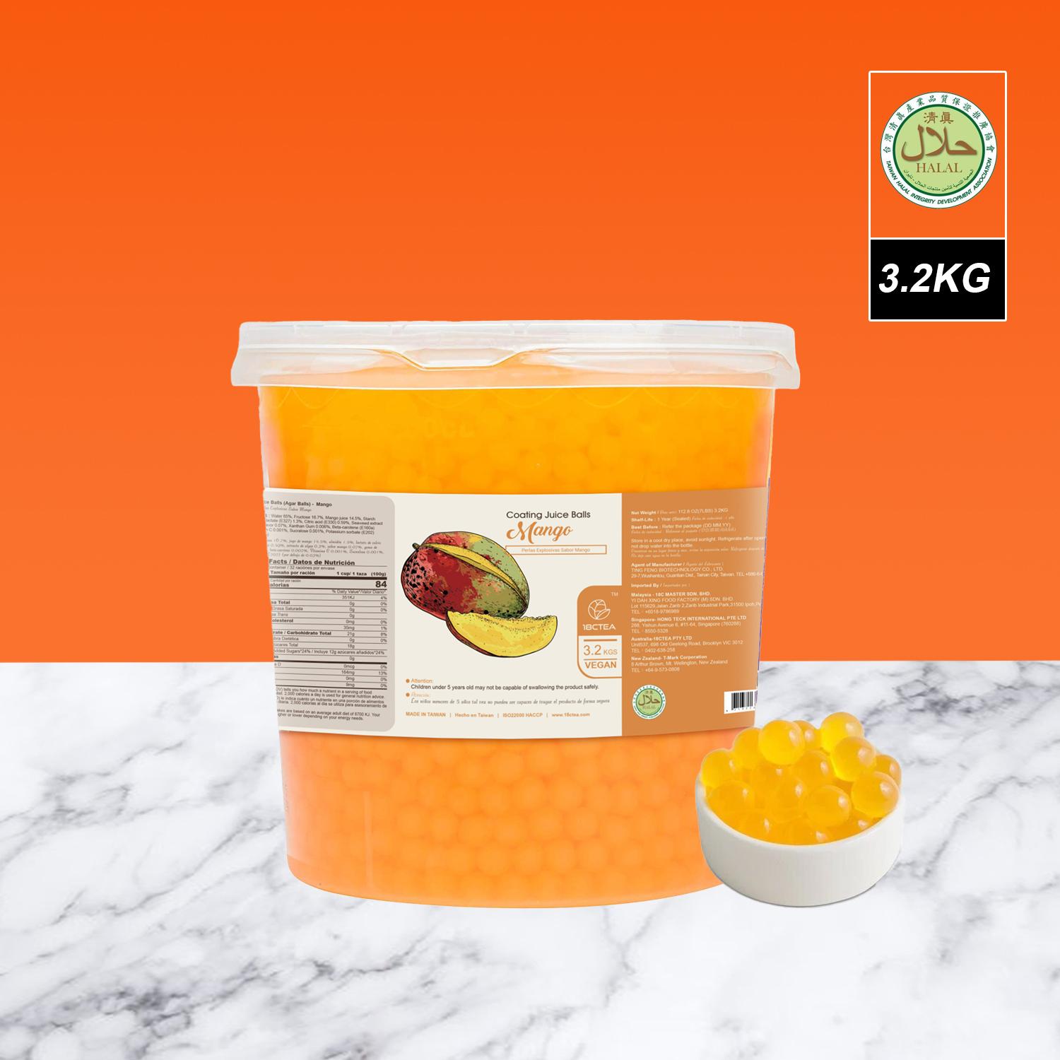 MANGO COATING JUICE POPPING BALL 3.2KG [HALAL] 芒果爆珠(黃色)天然色素含果汁