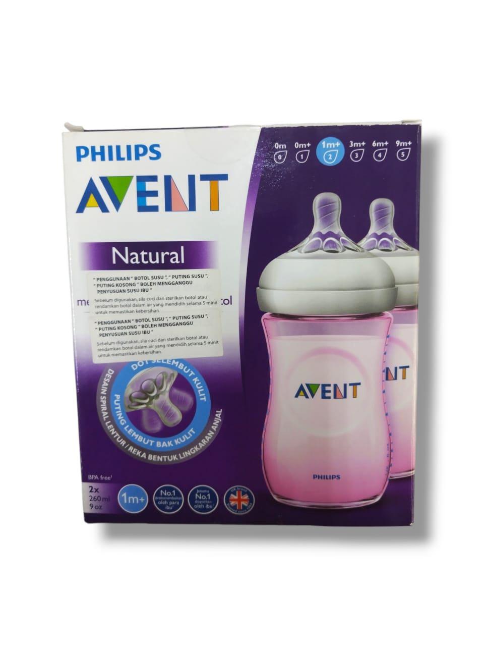 Avent Natural Bottle Twin Pack (Pink) 260ml