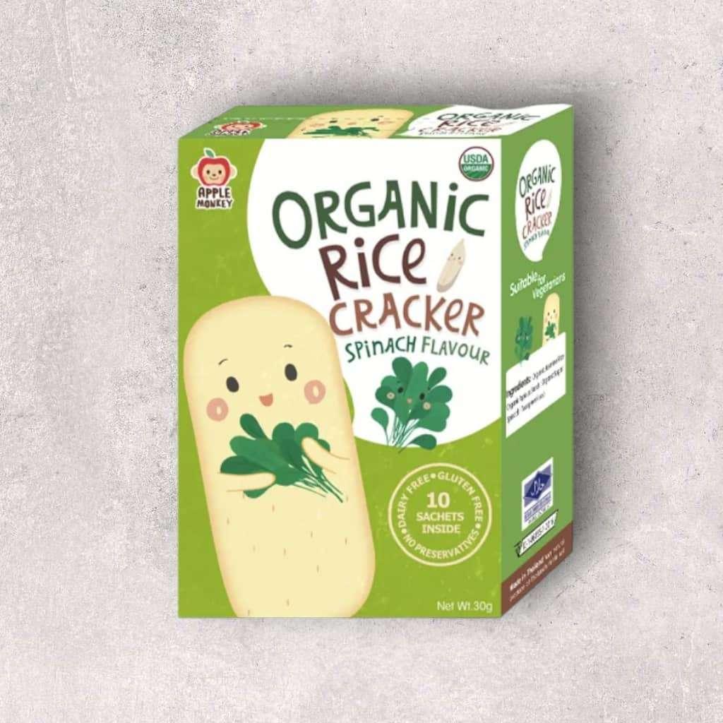 Apple Monkey Organic Rice Cracker Spinach 30g