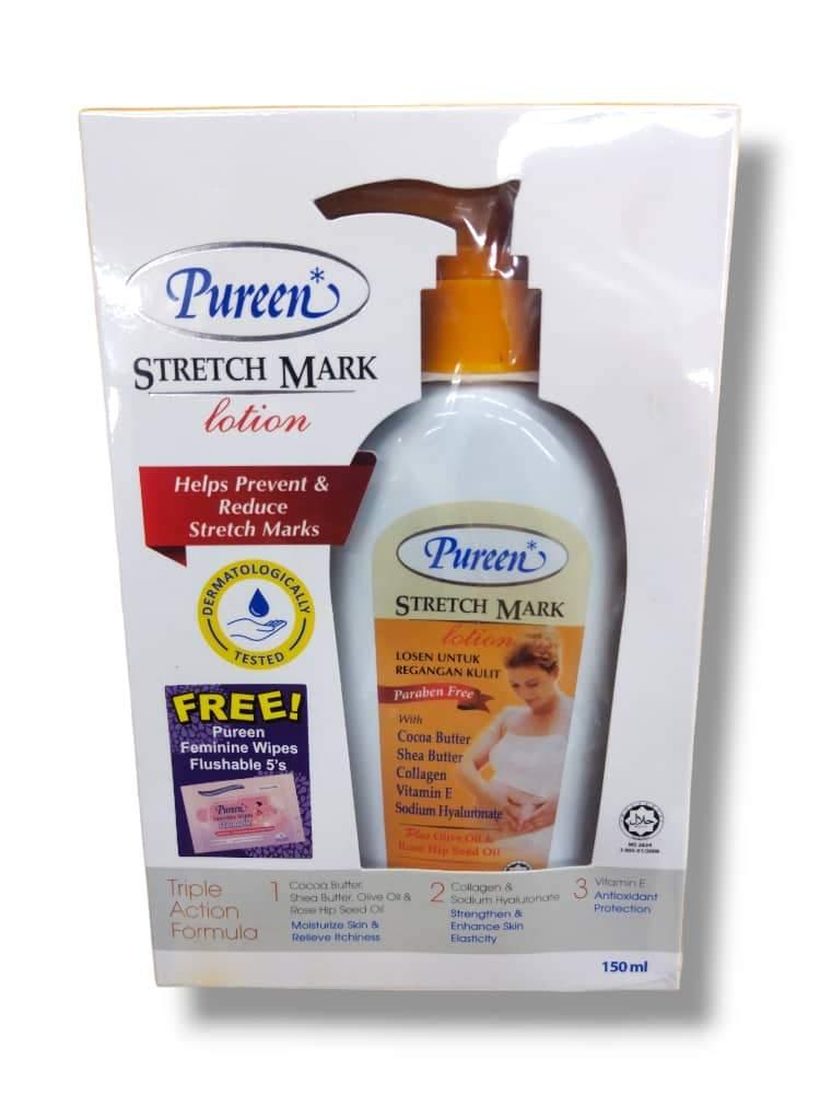 Pureen Stretch Mark Lotion FOC Feminine Wipes