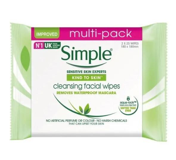 Simple cleansing Facial Wipes Multi-Pack (25's x 2)