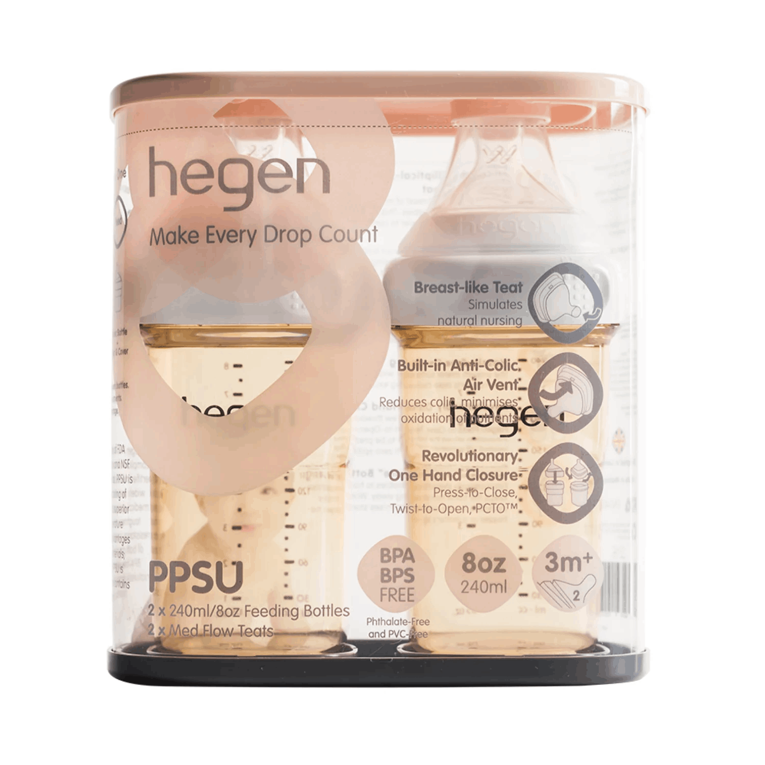 Hegen PCTO 240ml 8oz feeding bottle PPSU (2 pack)