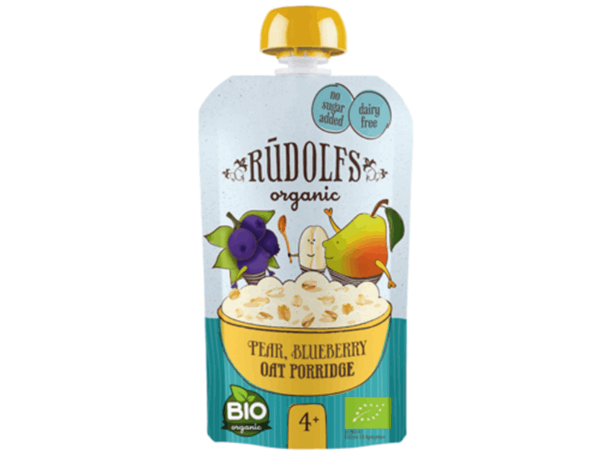 Rudolfs organic pear, blueberry & oat porridge 110g