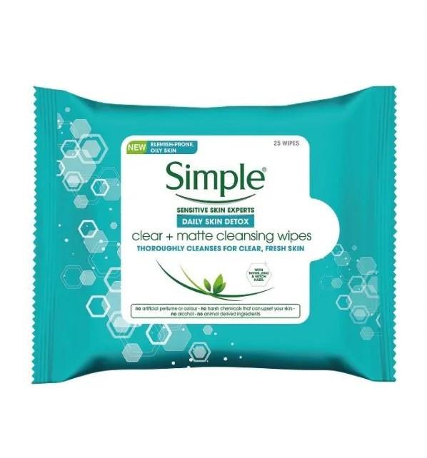 Simple Detox Clear Matte Cleansing Wipes 25S'