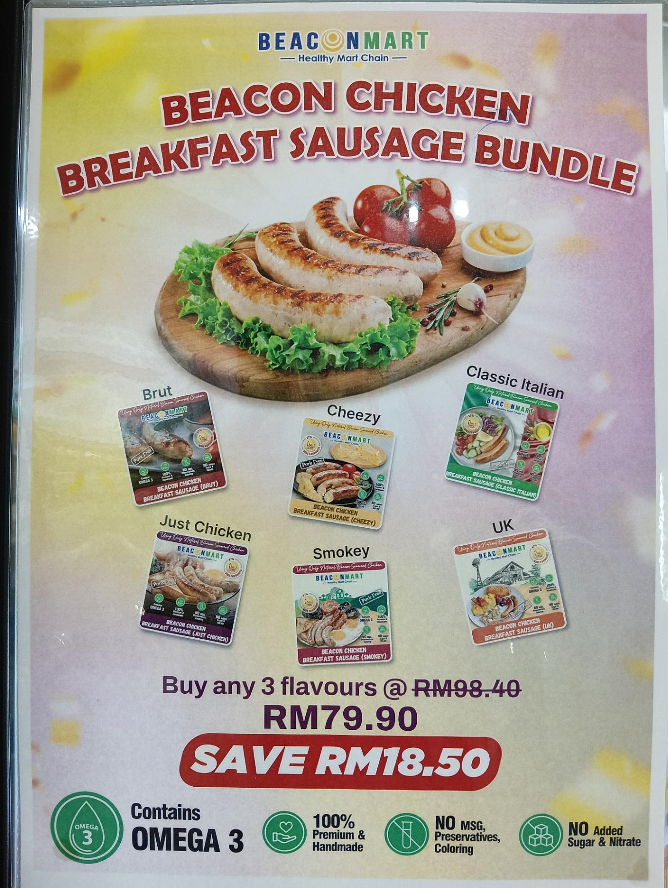 Beacon Chicken Sausage Promo! BUY 3 FOR RM79.90