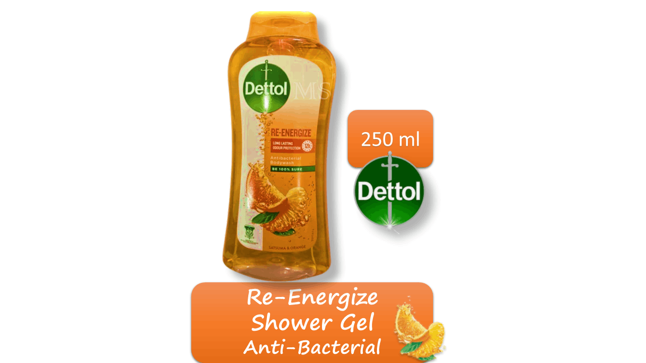 Dettol Anti-Bacterial Body Wash/Body Shampoo/Shower Gel-Re-Energize-Syampu Badan-沐浴露 (250ml)