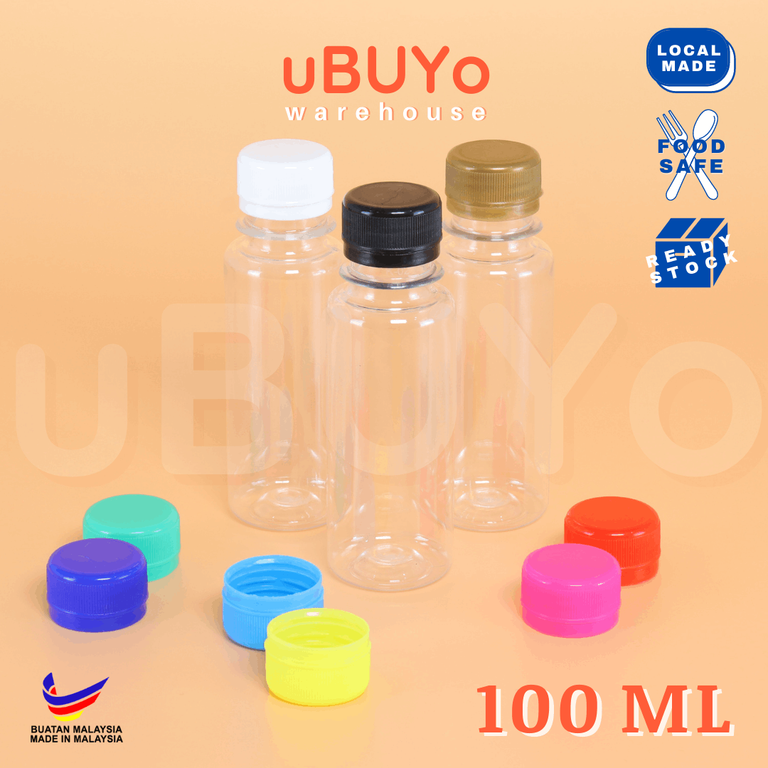 100mL BOTOL AIR PLASTIK + PENUTUP BOTOL (136PCS/PEK)