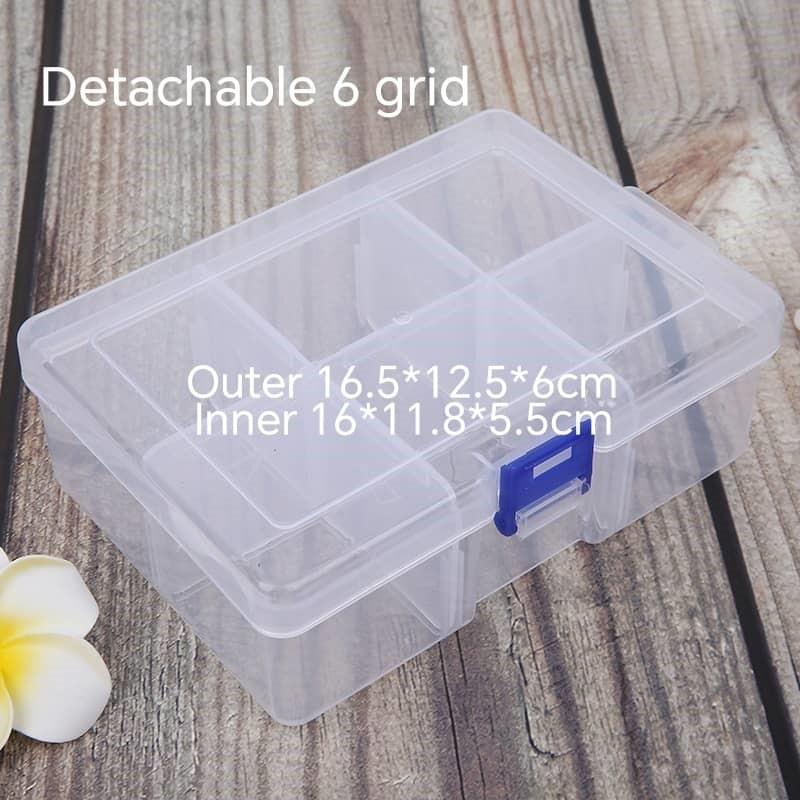DV20006 Detachable large 6-compartment transparent plastic compartment display jewelry h'ware box可拆6格透明塑料分格示首饰零件五金收纳盒kotak6grid