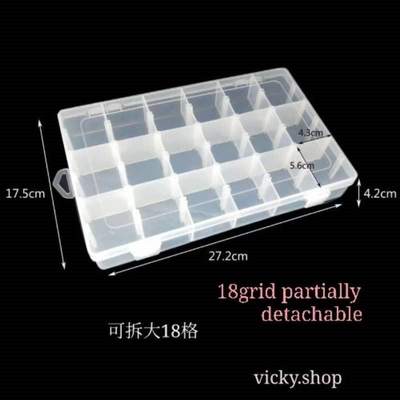 DV20018 Large 18 grid partially detachable transparent plastic storage box大号18格可拆卸 透明塑料收纳盒Kotak penyimpanan plastik  18 petak