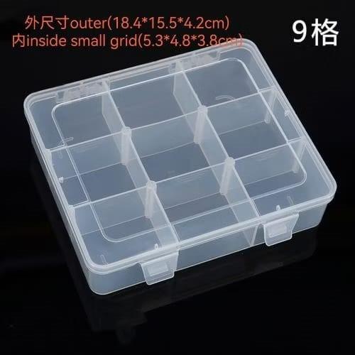 DV20009-9格 零件药物渔具螺丝分类塑胶透明盒9 compartments, parts, medicine, fishing gear, screws, assortment, plastic transparent box