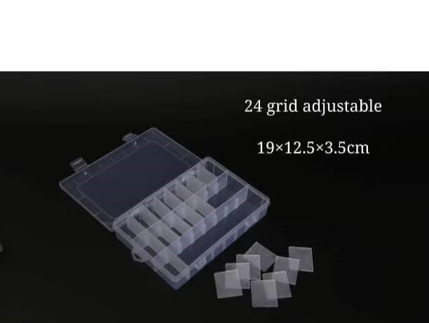 DV20124small 24 grid adjustable transparent plastic box with lid 小24格有盖透明塑料盒kecil 24 petak kotak perhiasan