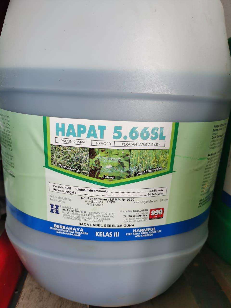 20L Halex Hapat 5.66SL Racun Lalang Untuk Kebun / Cepat Mati (Sama Kenpat / Amas 5.66 / CH Glufosinate 5.66 )