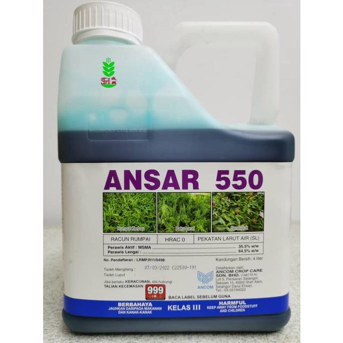 4L ANCOM ANSAR 550 MSMA 35.5% Racun Rumput Sentuhan / Racun Rumput Degil / Racun Rumput Cepat Mati / Pengganti Paraquat