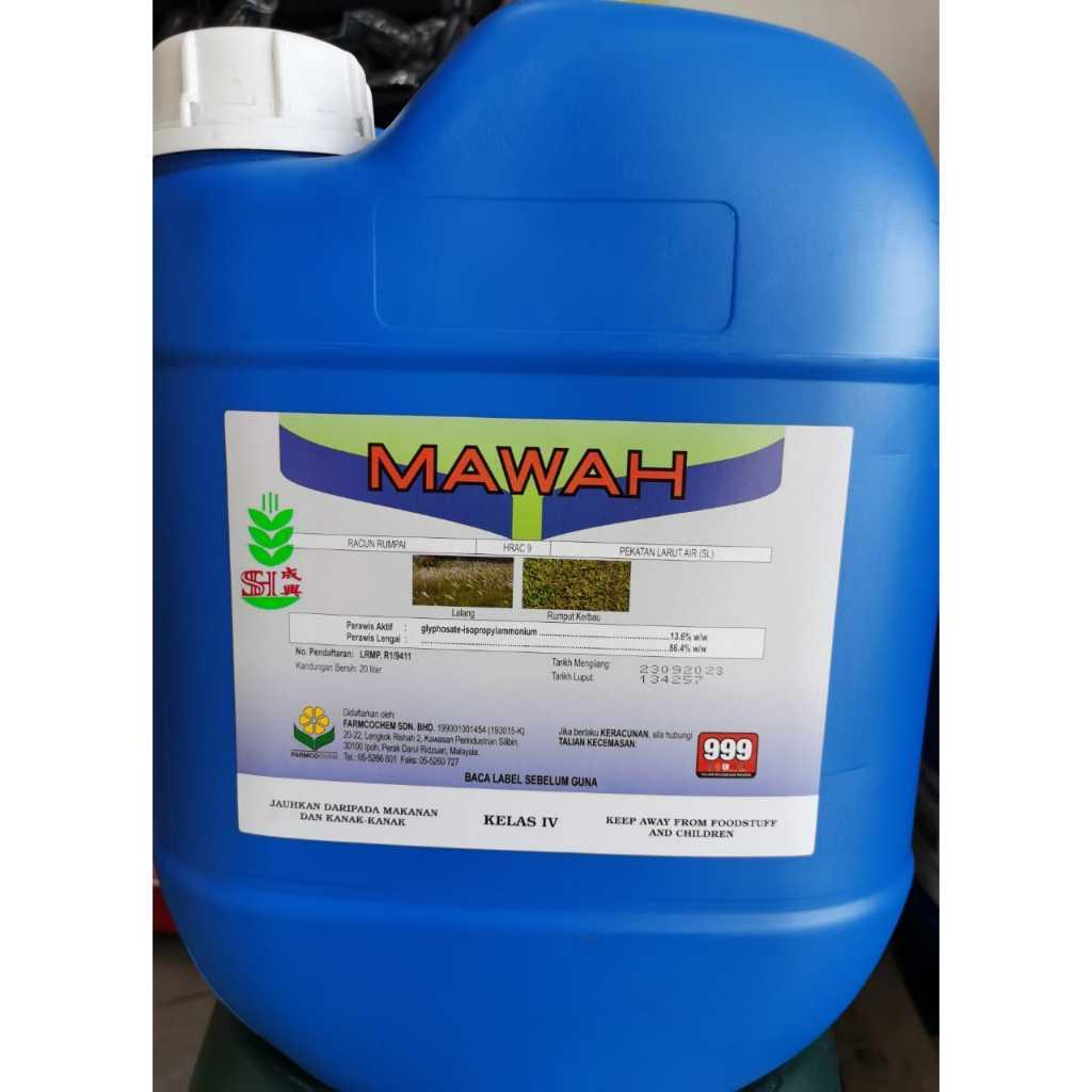 20L Mawah Farmcochem Glyphosate 13.6% /Racun Rumput Lalang /Complete/Ken-Star/Sekali/Speedout/Select/CMC Phosate 136