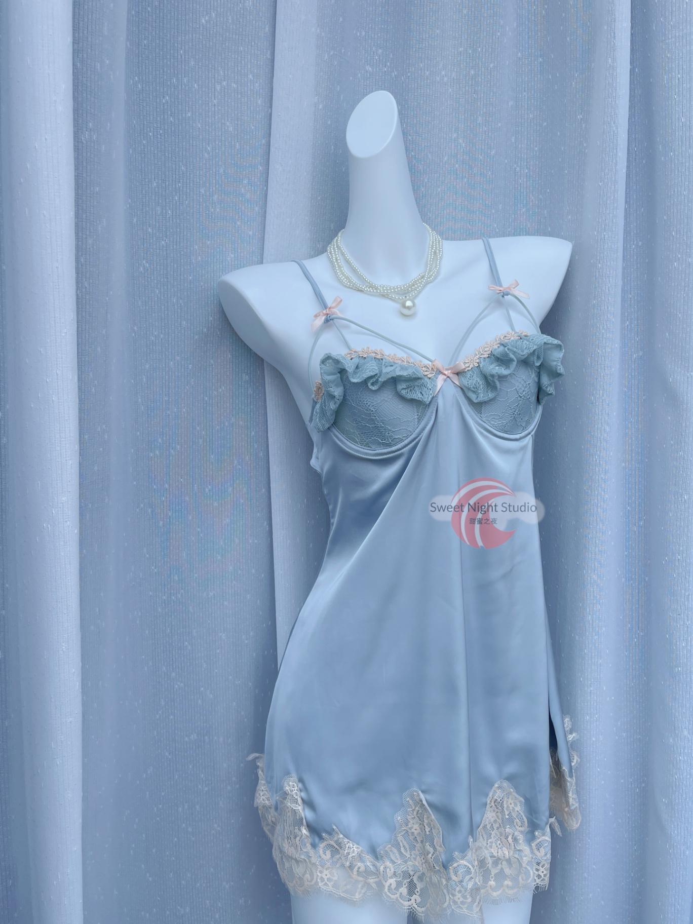 【Sweetnight 多瑙河畔】纯欲蕾丝钢圈一体杯睡裙