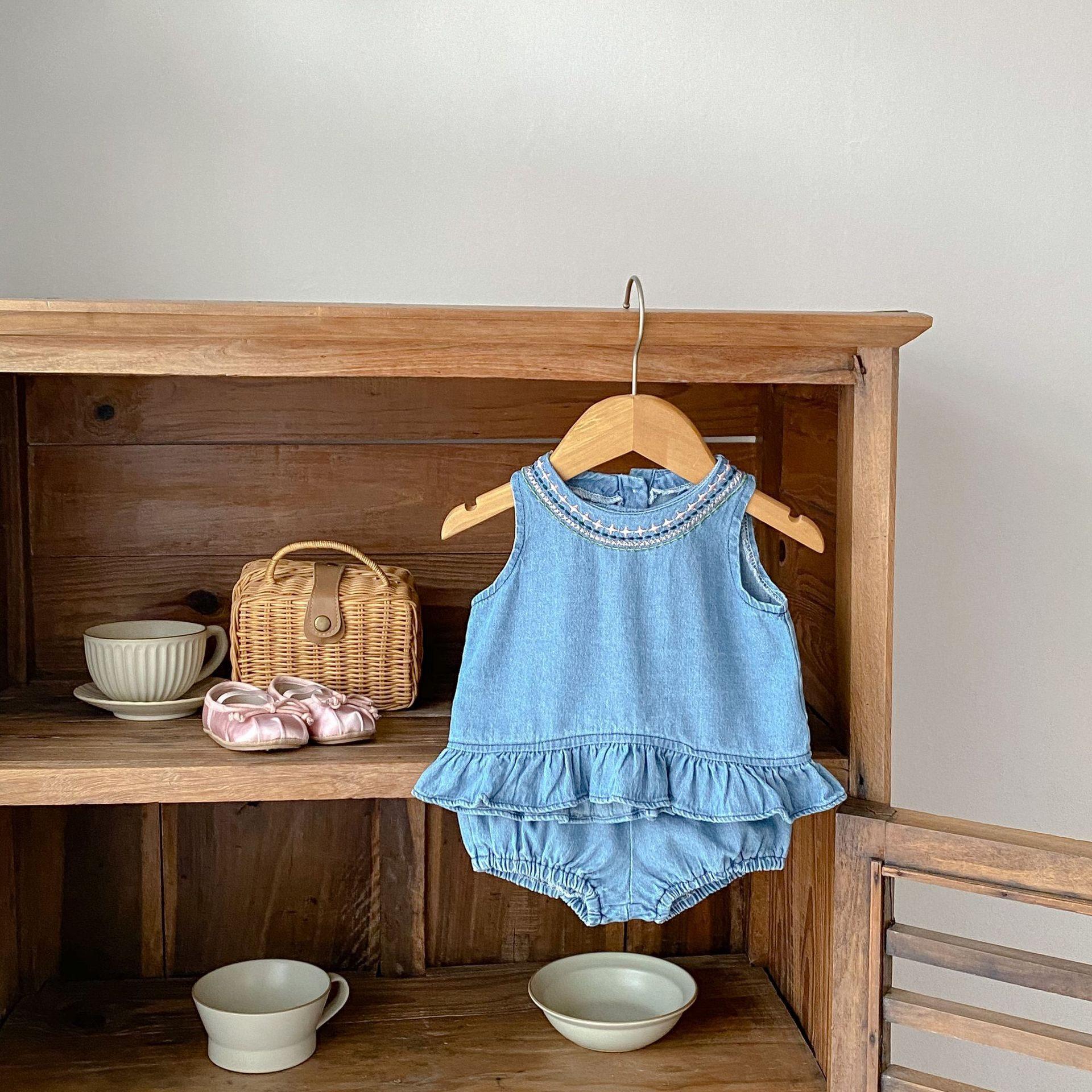 Vintage Denim Two Pieces Set