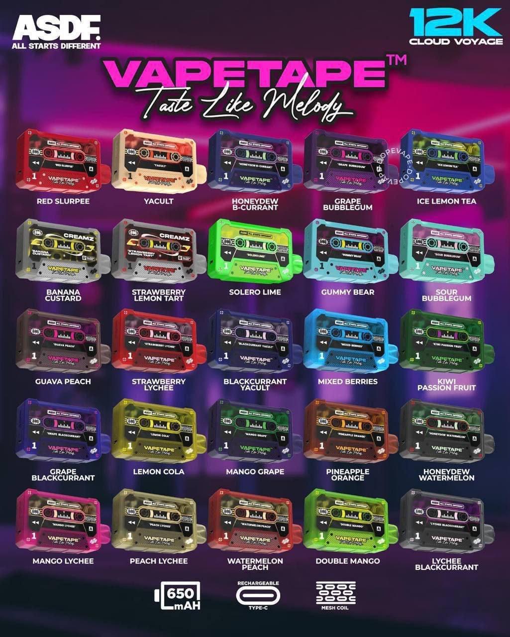 VAPETAPE 12000 PUFFS by ASDF WORLDWIDE