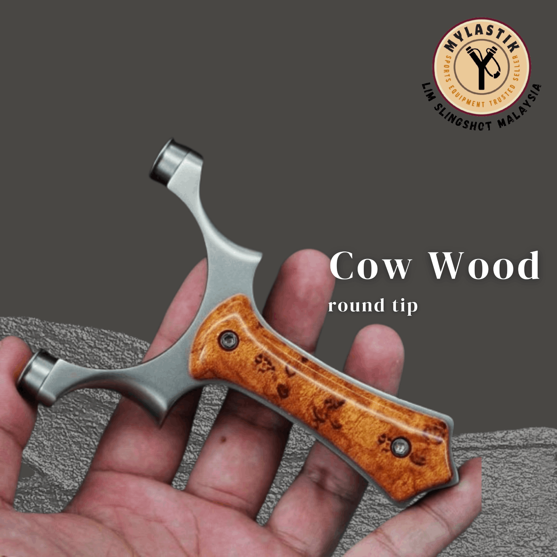 Cow Wood Round Tip Full Stainless Steel Slingshot 7515MM 8015MM 8515MM 9015MM