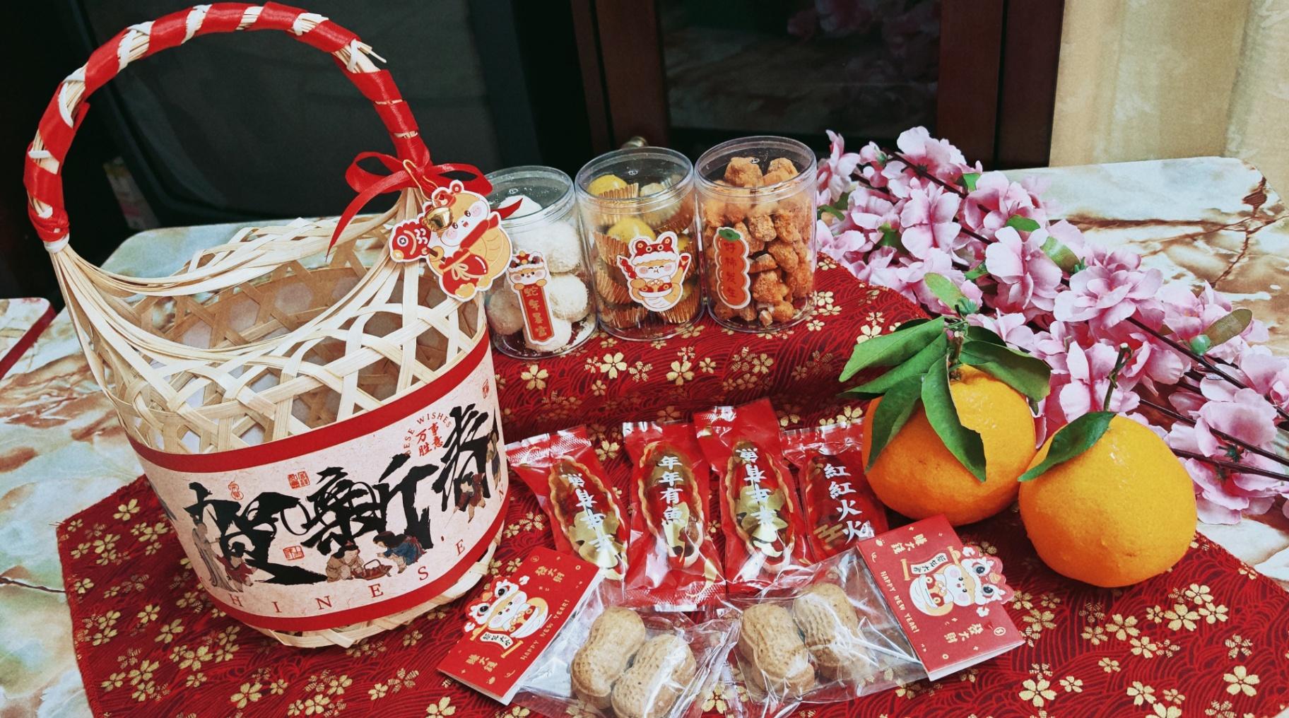 贺新春*春节*柿柿如意手提蓝