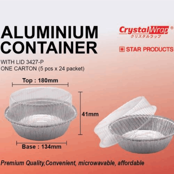 STAR PRODUCTS ALUMINIUM CONTAINER WITH LID 3427-P - 5PCS