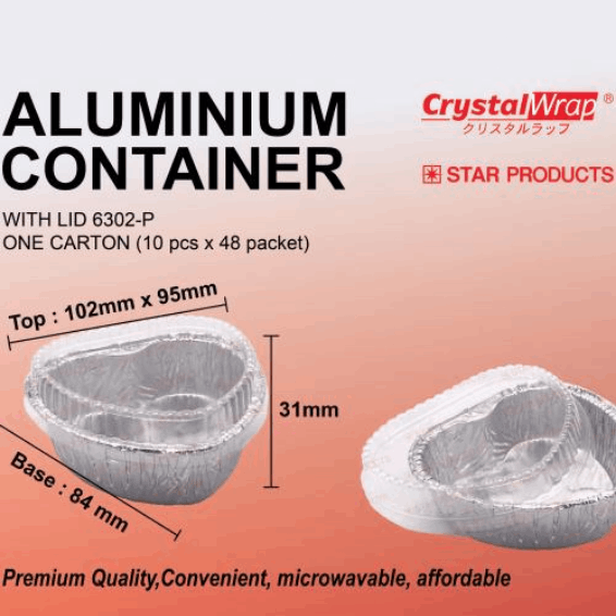 STAR PRODUCTS ALUMINIUM CONTAINER WITH LID 6302-P (Heart Shaped) 10PCS