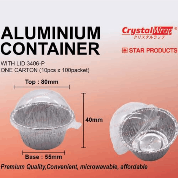 STAR PRODUCTS ALUMINIUM CONTAINER WITH LID 3406-P `10PCS