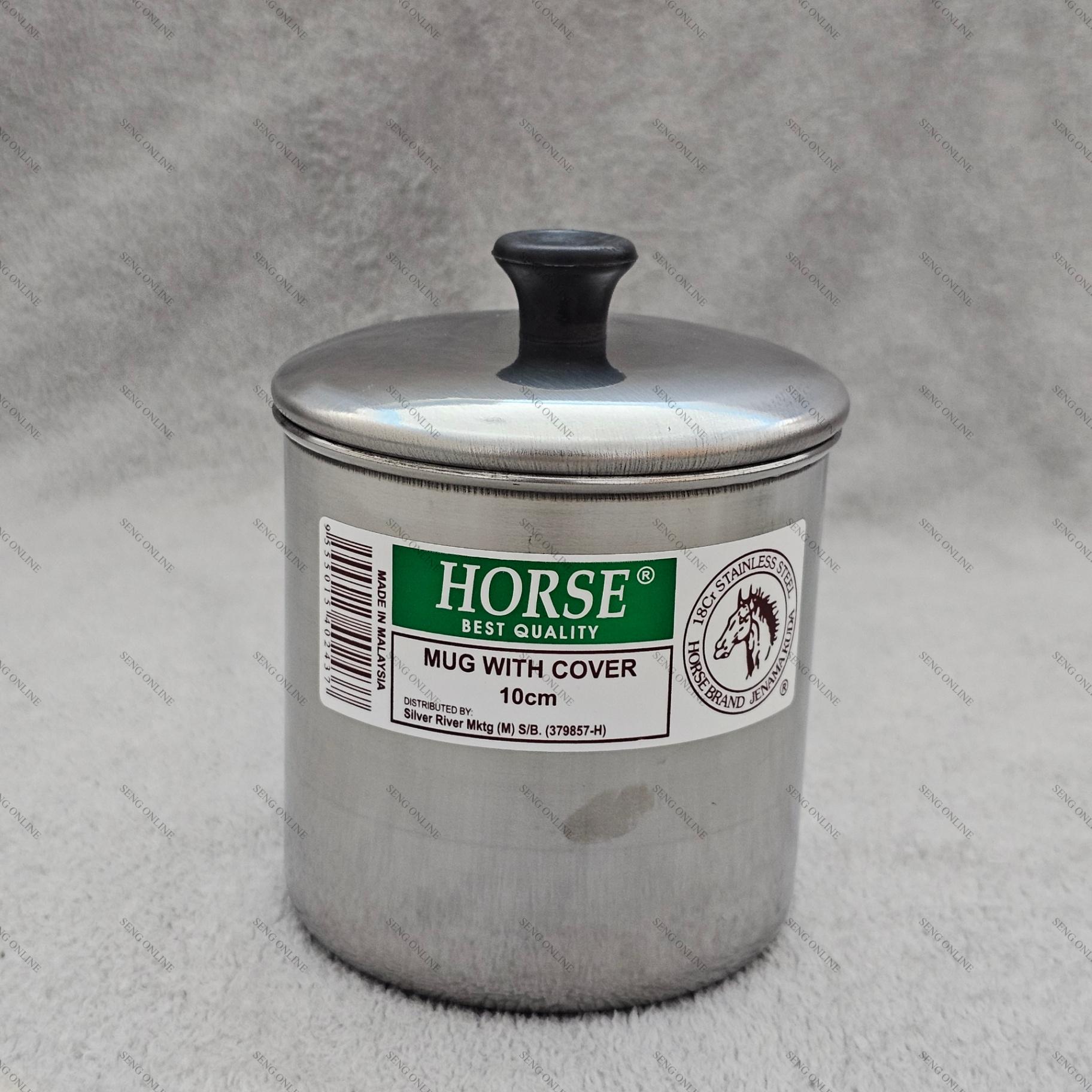 HORSE BRAND Stainless Steel Mug Cup With Cover 10CM