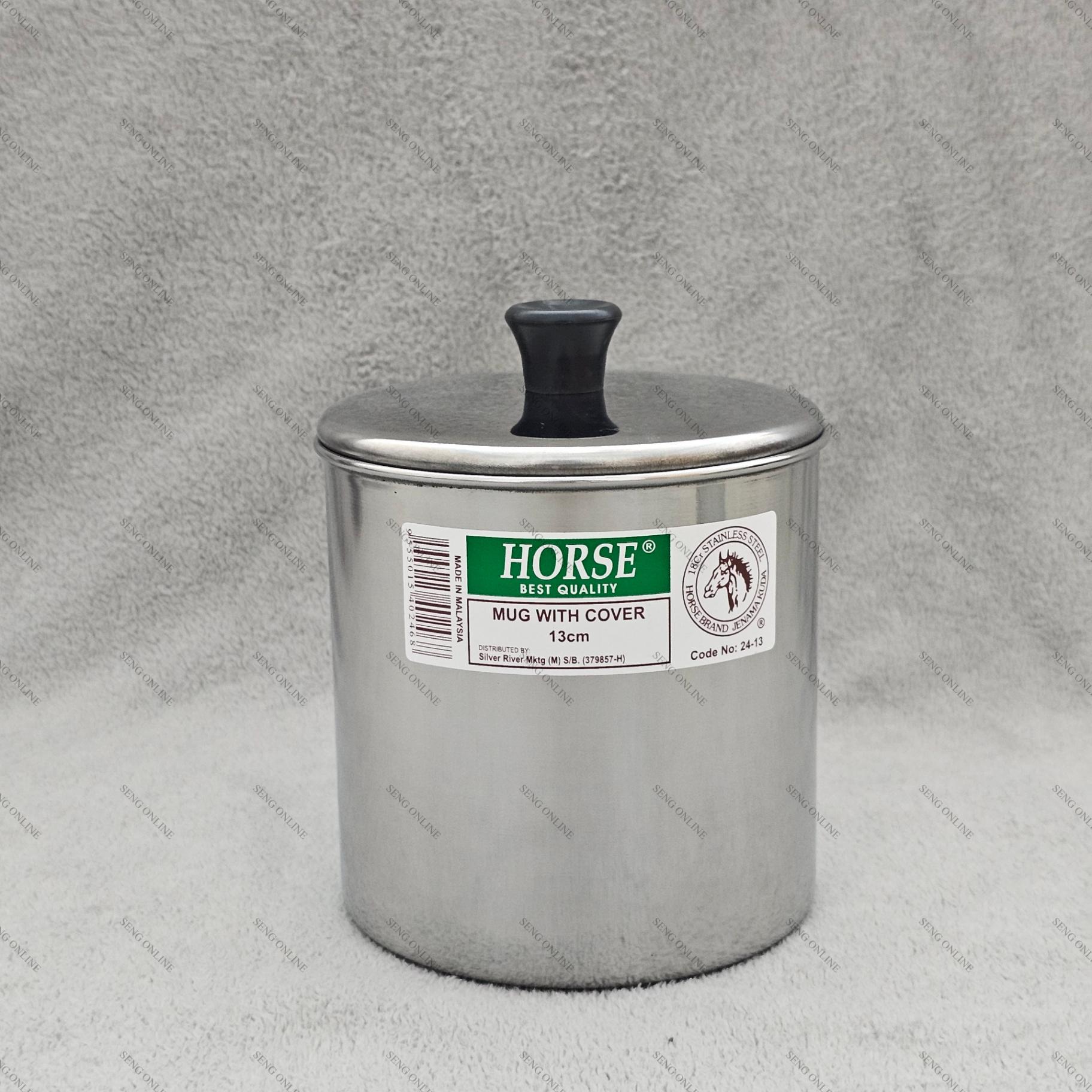 HORSE BRAND Stainless Steel Mug Cup With Cover 13CM