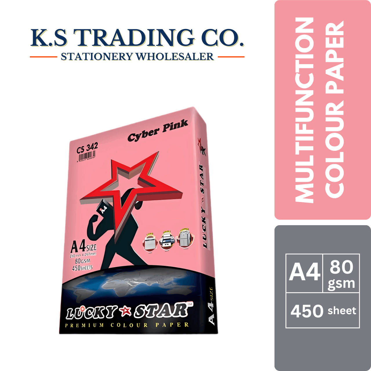 Lucky Star Col Paper (Cyber Pink) A4 80gsm 450sheets
