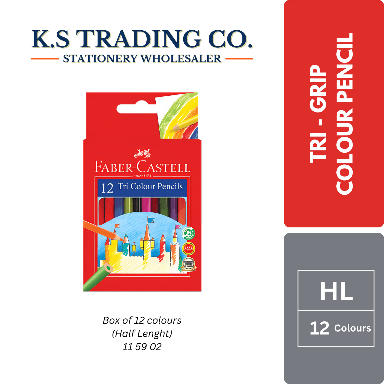 Faber-Castell Tri-Colour Pencils 12c-S