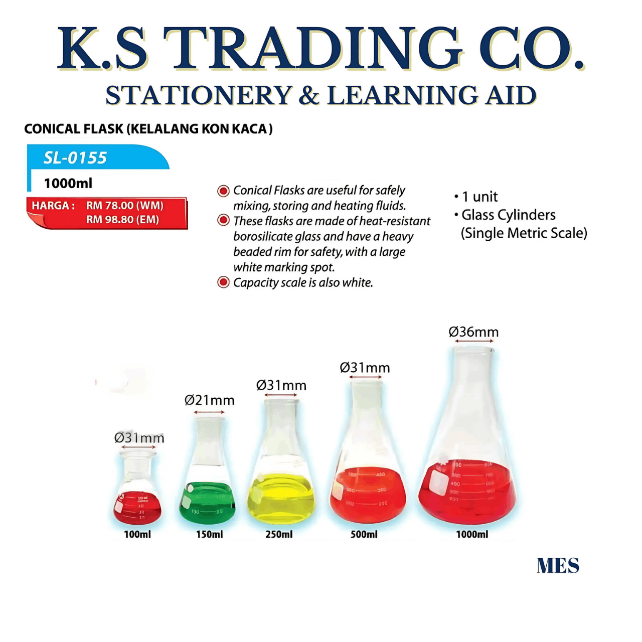 Conical Flask 1000ml [SL-0155]