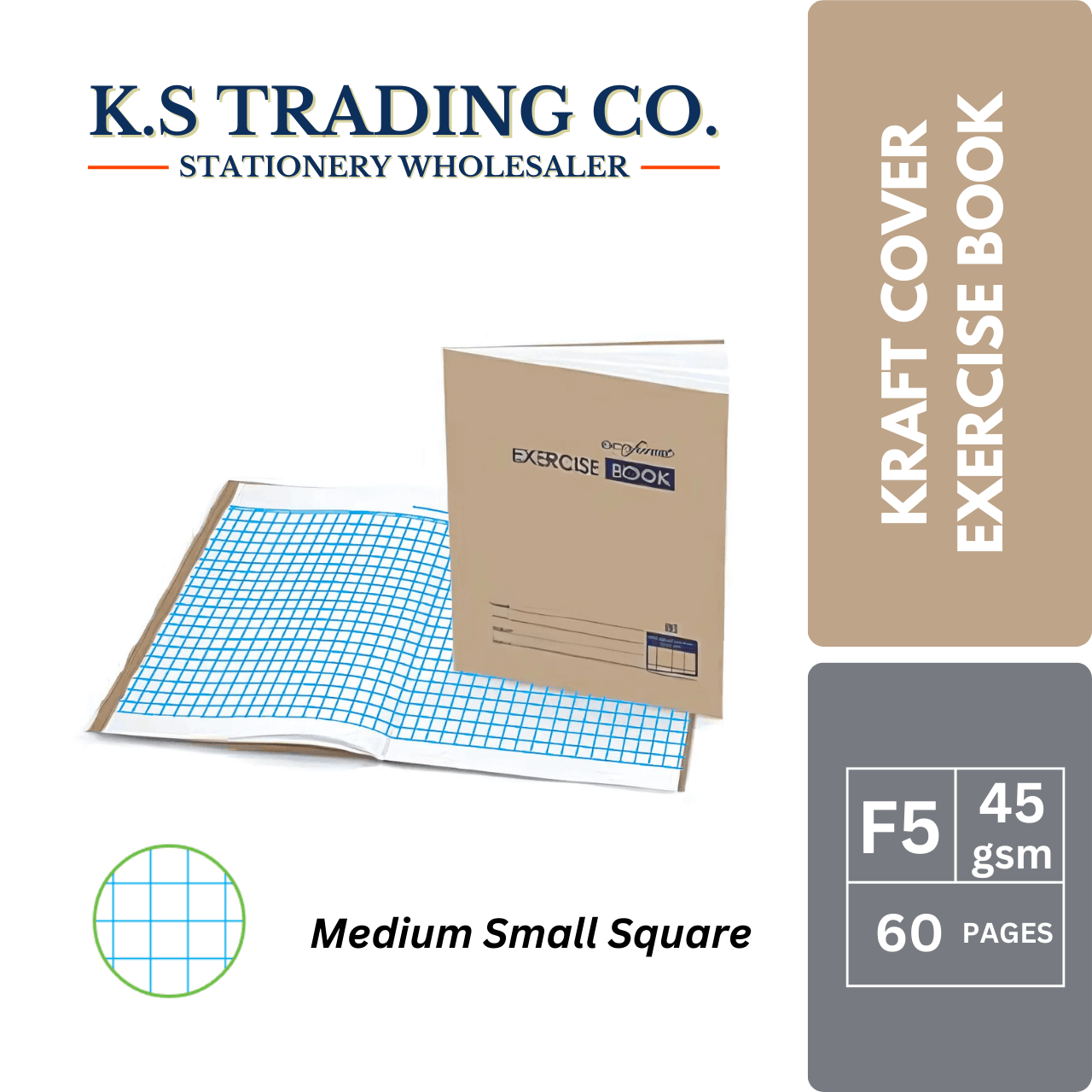 Up Classic F5 Medium Small Square Exercise Book 60pages (Packet of 10'pcs)