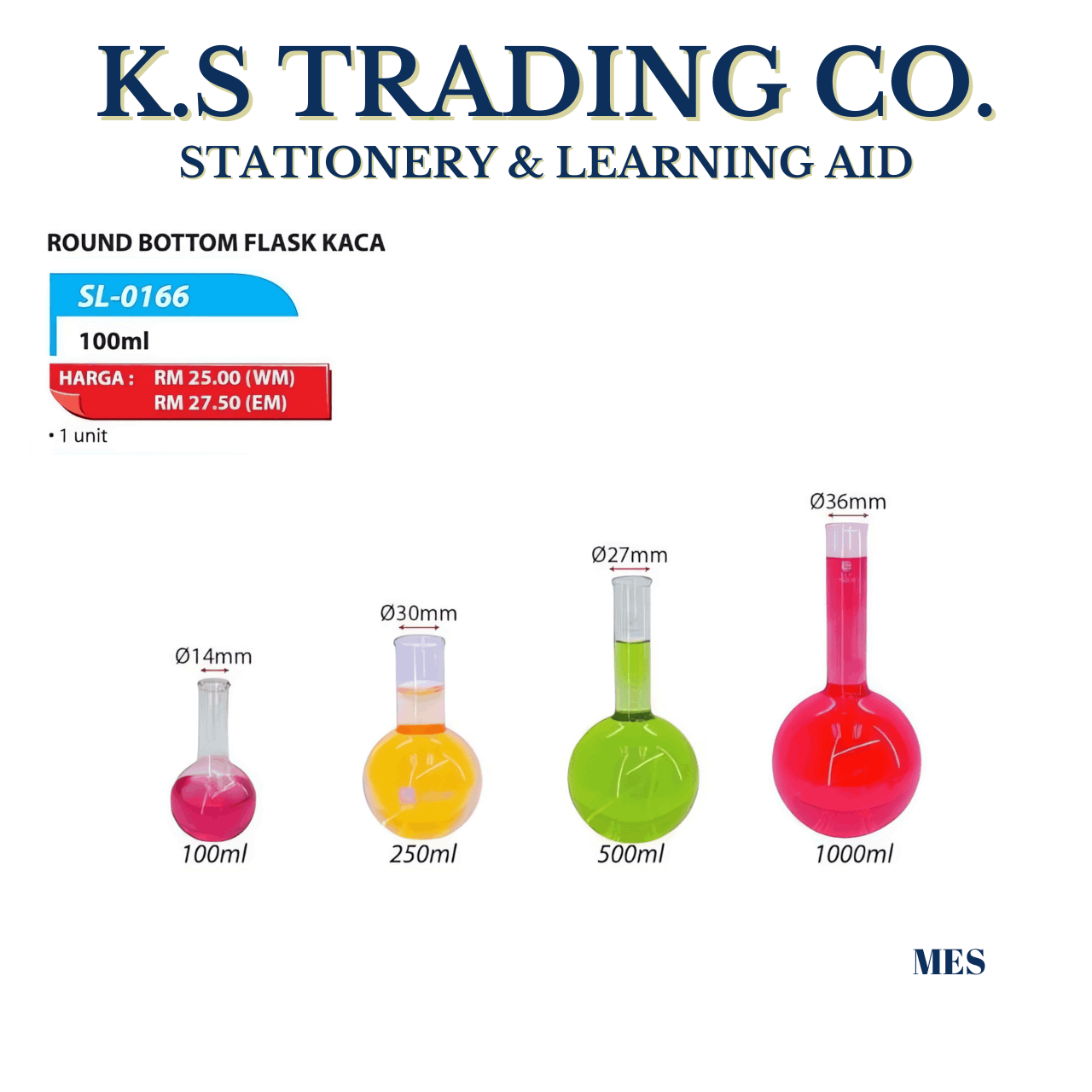 Round Bottom Flask Kaca 100ml [SL-0166]
