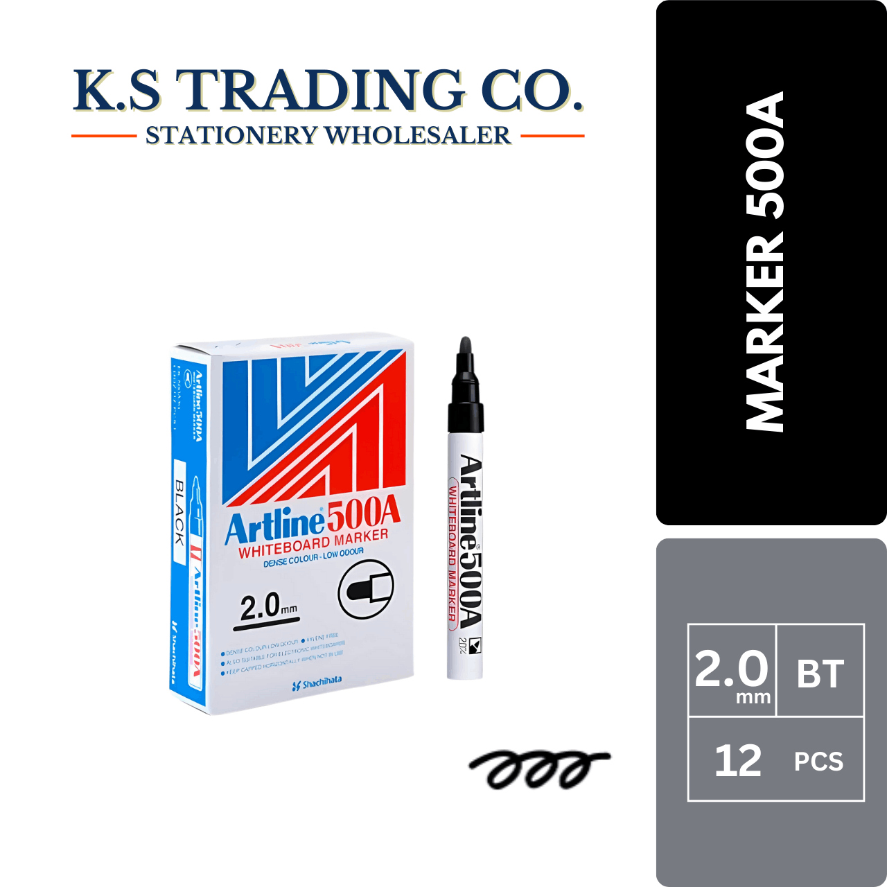 Artline Whiteboard Marker 500A - Black