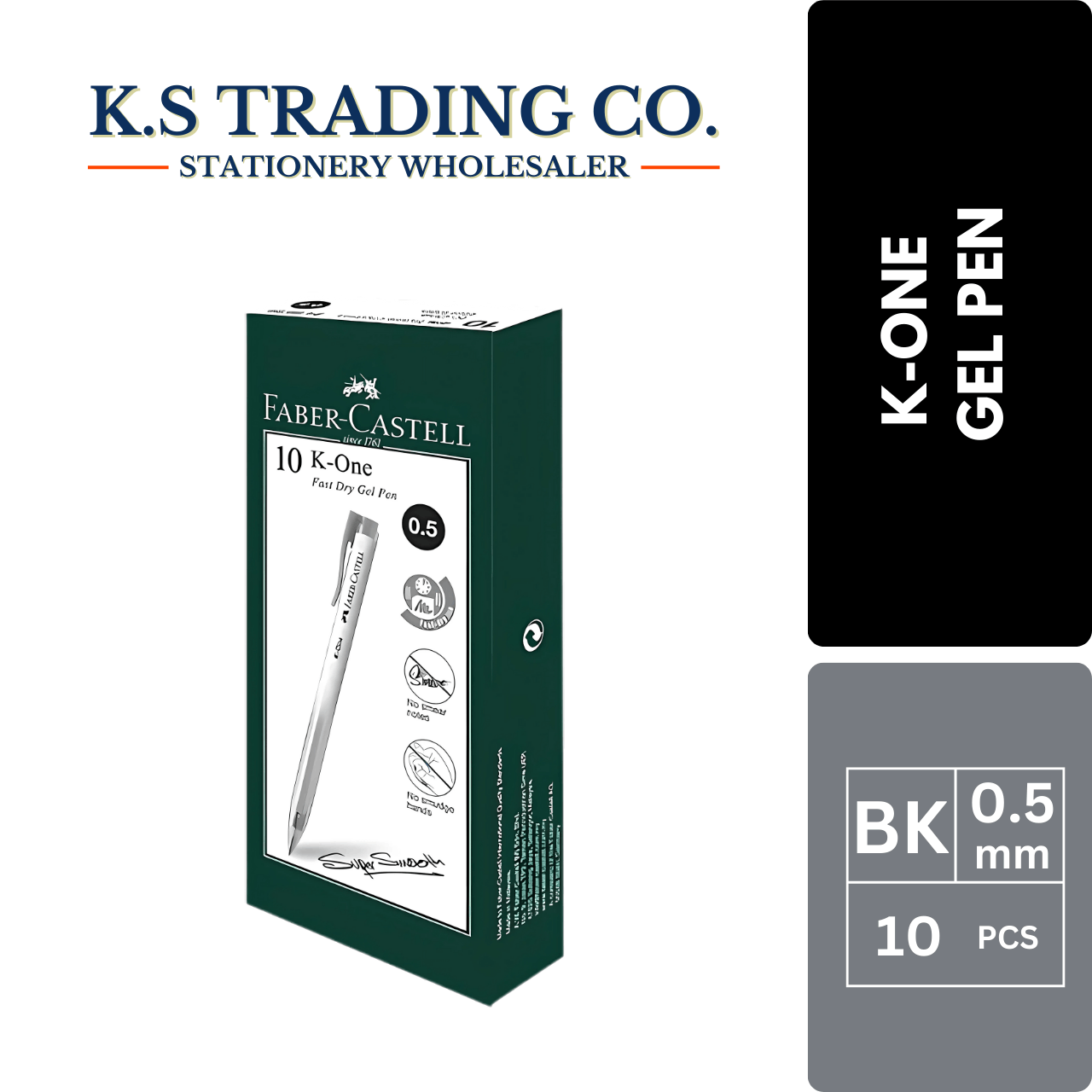 Faber Castell  K-One Gel 0.5 - Black (Box of 10'pcs)