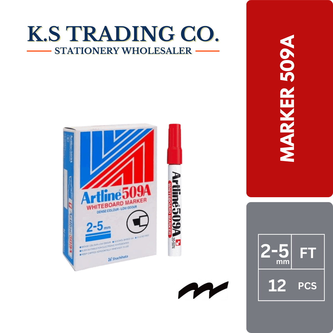 Artline Whiteboard Marker 509A - Red