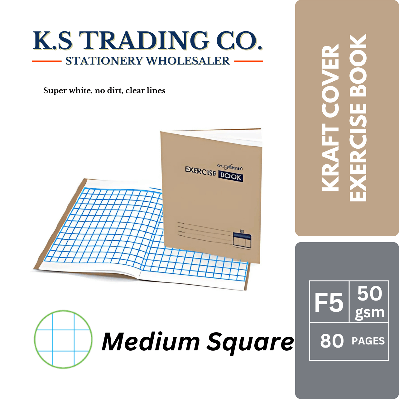 Ecoforest F5 Medium Square Exercise Book 80pages (Packet of 10'pcs)