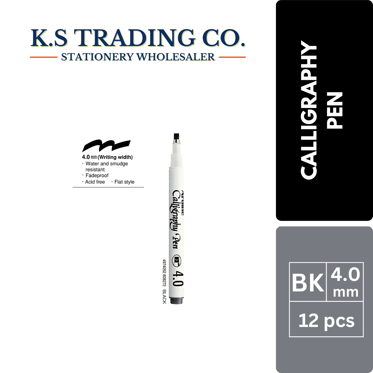 Artline Calligraphy pen 4.0mm - Black